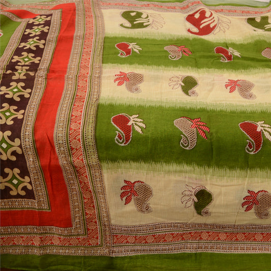 Sanskriti Vintage Sarees Flerfarvet 100% Ren Bomuld Trykt Sari Håndværksmæssigt Bæredygtigt Stoff