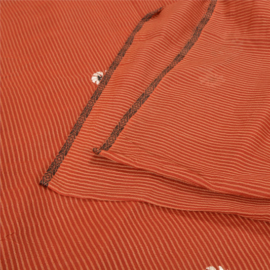 Sanskriti Vintage Sarees Orange Embroidered Pure Cotton Sari Woven Craft Sustainable Fabric