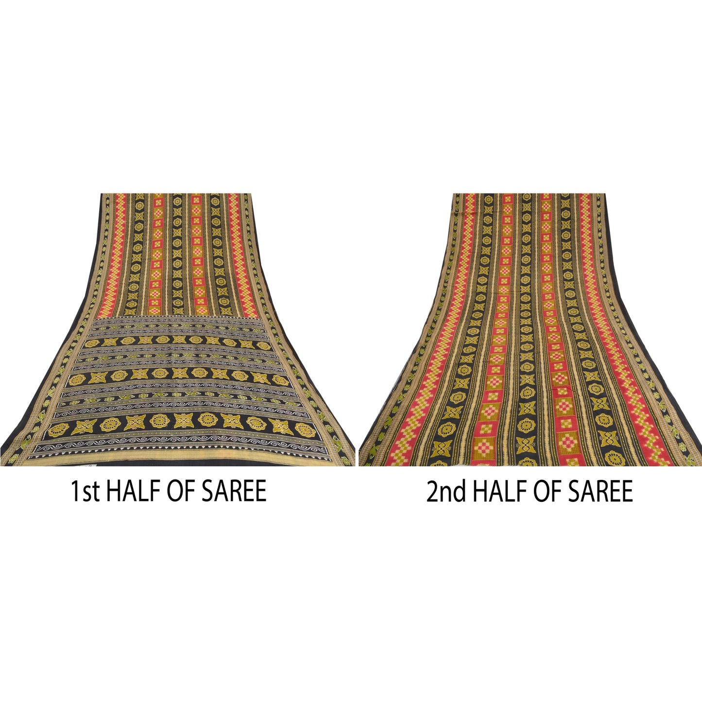 Sanskriti Vintage Sarees Indian Black 100% Pure Cotton Printed Sari Craft Sustainable Fabric