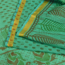 Load image into Gallery viewer, Sanskriti Vintage Sarees Green Cotton Printed Kota Woven Sari Soft Craft Fabric
