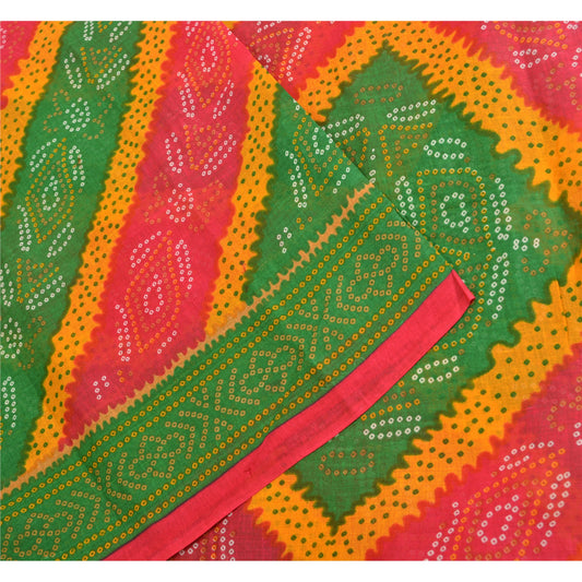 Винтажные сари санскрити с мульти-бандхани принтом, сари из чистого хлопка, устойчивая ткань для рукоделия