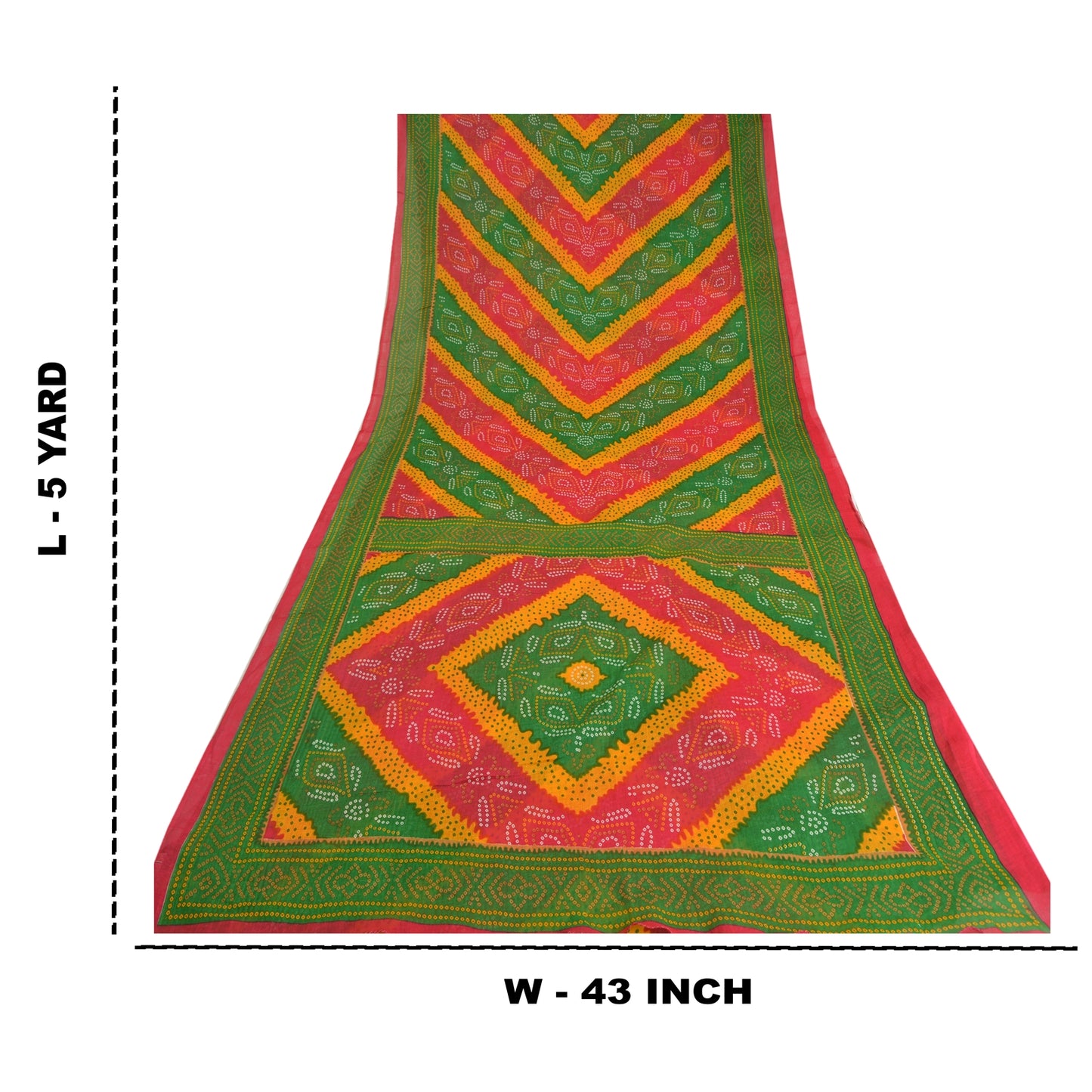 Sanskriti Vintage Sarees Multi Bandhani Printed Pure Cotton Sari Craft Sustainable Fabric