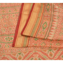 Load image into Gallery viewer, Sanskriti Vintage Sarees Peach Sambhalpuri Ikat Printed Cotton Sari Fabric
