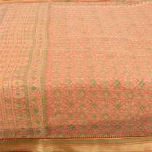 Load image into Gallery viewer, Sanskriti Vintage Sarees Peach Sambhalpuri Ikat Printed Cotton Sari Fabric
