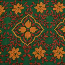 Load image into Gallery viewer, Sanskriti Vintage Sarees Indian Green Printed Cotton Sari Floral Craft Fabric
