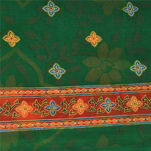 Load image into Gallery viewer, Sanskriti Vintage Sarees Indian Green Printed Cotton Sari Floral Craft Fabric

