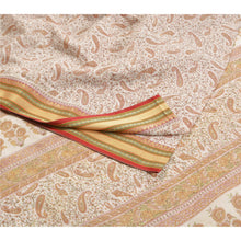 Load image into Gallery viewer, Sanskriti Vintage Sarees Indian Ivory Printed Cotton Sari Floral Craft Fabric

