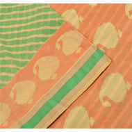 Sanskriti Vintage Sarees Indian Green Cotton Printed Sari 5yd Soft Craft Fabric