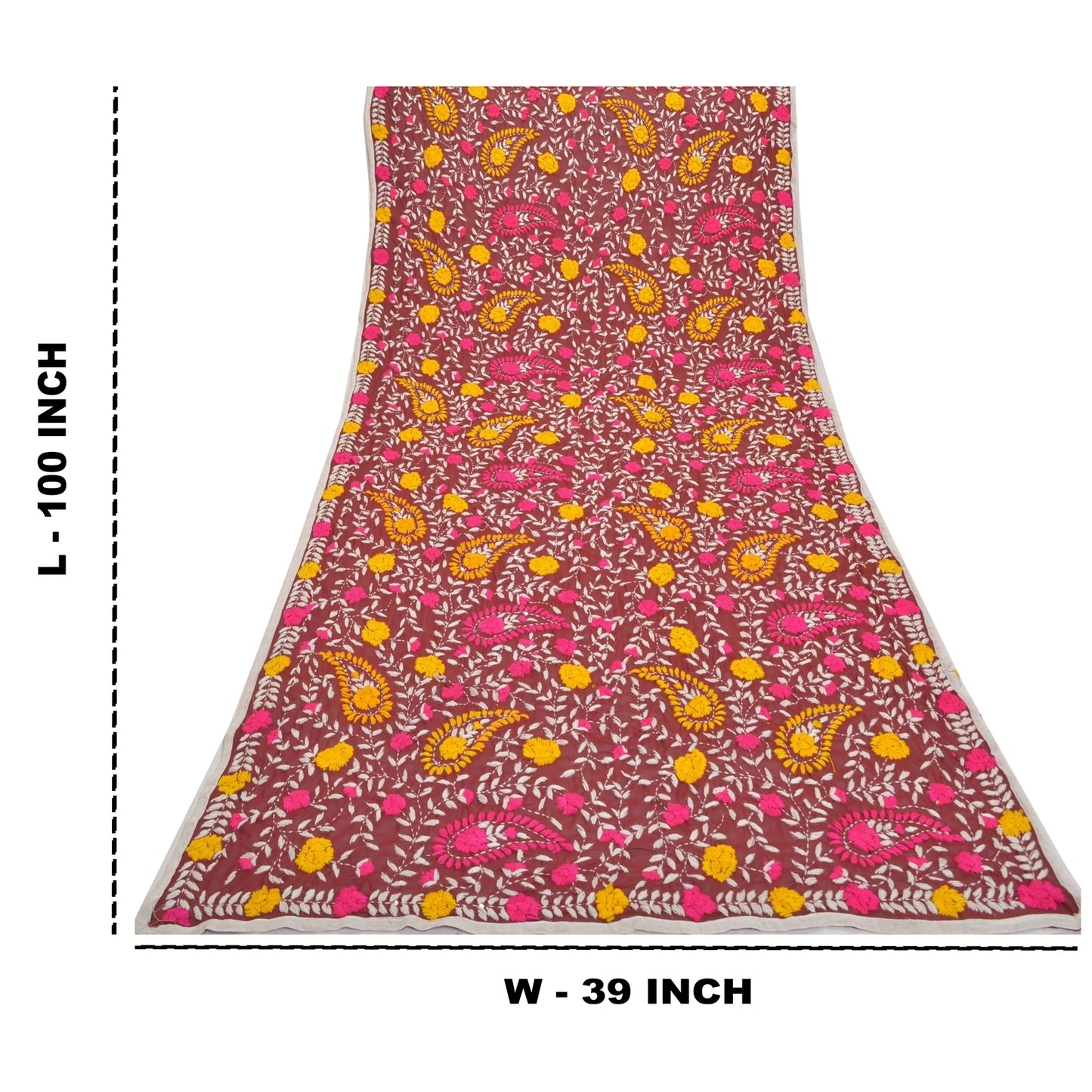 Sanskriti Vintage Heavy Dupatta Georgette Purple Hand Embroidered Phulkari OOAK Stole