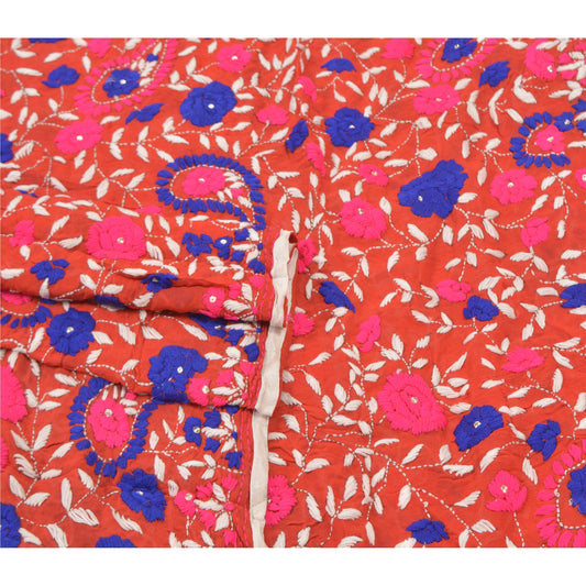 Sanskriti Vintage Heavy Dupatta Georgette HandmadeTraditional Phulkari OOAK Stole