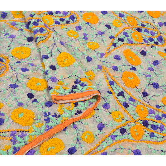 Sanskriti Vintage Heavy Dupatta Georgette Handmade Traditional Phulkari OOAK Stole