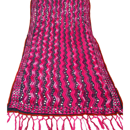 Sanskriti Vintage New Blue Heavy Dupatta OOAK Georgette Hand Embroidered Phulkari Stole