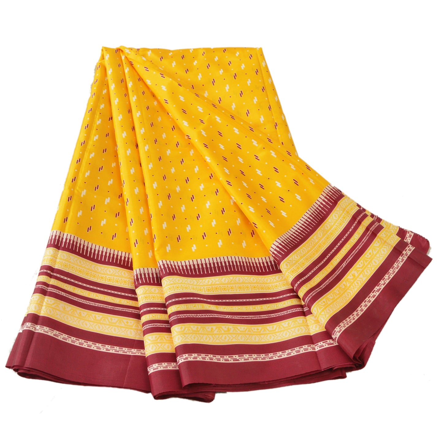 Sanskriti Vintage Yellow Saree Art Silk Printed Indian Sari Craft 5 Yard Sustainable Fabric