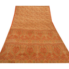 Load image into Gallery viewer, Cream Saree Art Silk Printed Floral Fabric Indian Sari Craft
