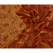 Load image into Gallery viewer, Peach Saree Art Silk Printed Craft Fabric 5 Yard Decor Sari
