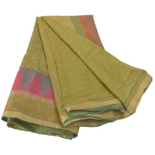 Load image into Gallery viewer, Green Saree Blend Cotton Woven Sari Craft 5 Yard Decor Fabric
