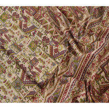 Load image into Gallery viewer, Sanskriti Vintage Cream Saree Art Silk Printed Sari Craft Decor Soft 5Yd Fabric

