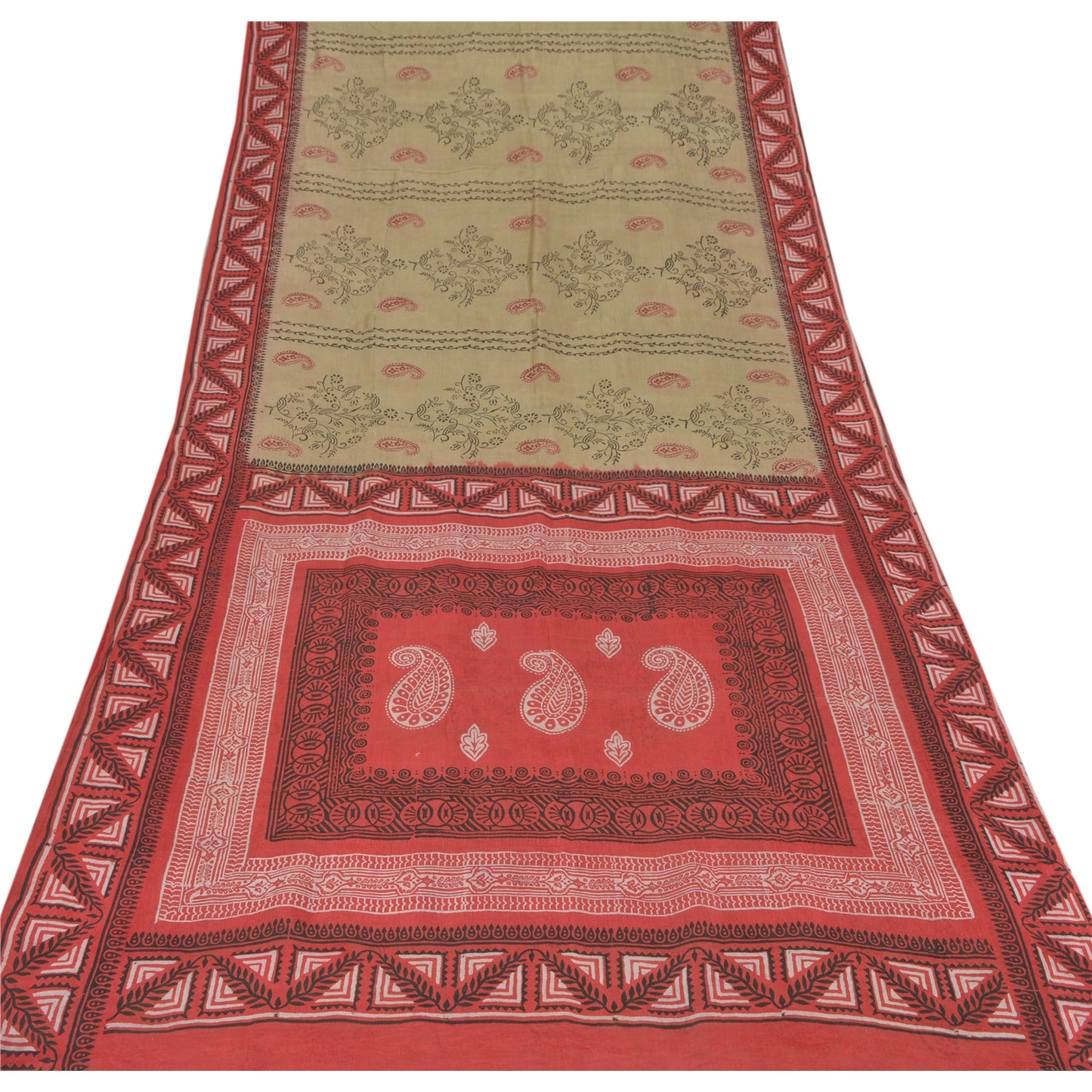 Sanskriti Vintage Green Sarees 100% Pure Silk Printed Indian Sari Craft Sustainable Fabric