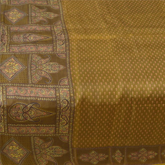 Sanskriti Vintage Grønne Sarier 100% Ren Silke Blomsterprintet Sari Håndværksmæssigt Bæredygtigt Stoff