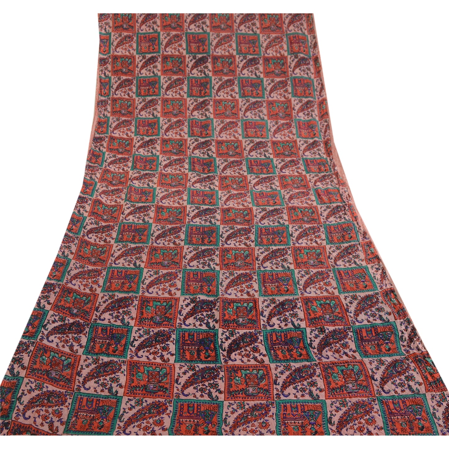 Sanskriti Vintage Red Sarees 100% Pure Silk Printed Sari 5yd Floral Craft Sustainable Fabric