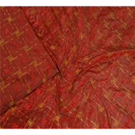 Sanskriti Vintage Dark Red Sarees Art Silk Zari Woven Sari Floral Craft Fabric