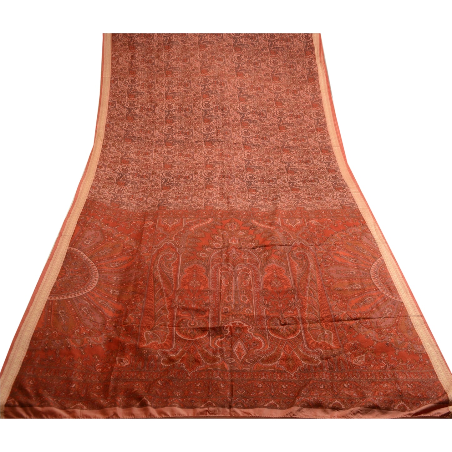 Sanskriti Vintage Pink Indian Sarees Pure Silk Printed Sari Soft Craft Sustainable Fabric