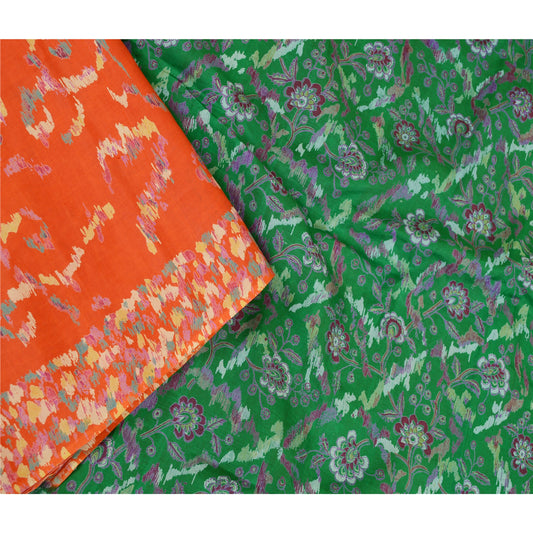 Sanskriti Vintage Orange Indiske Sarier Ren Silke Trykt Sari 5yd Håndværk Bæredygtigt Stoff