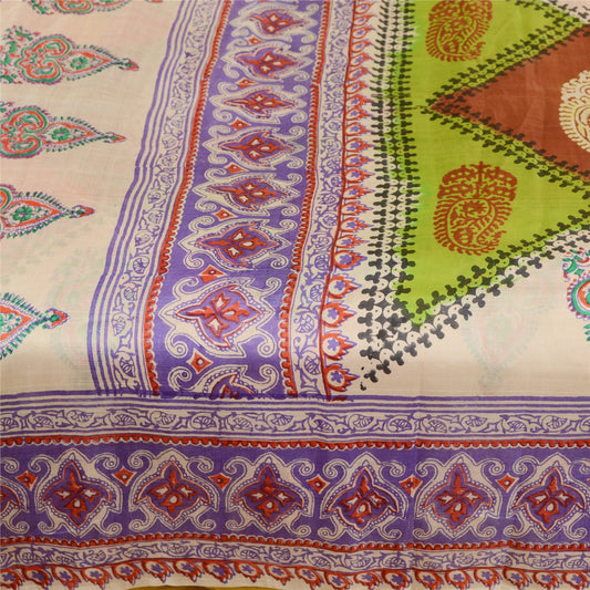 Sanskriti Vintage Multi Sarees 100% Pure Silk Printed Sari Floral Craft Sustainable Fabric