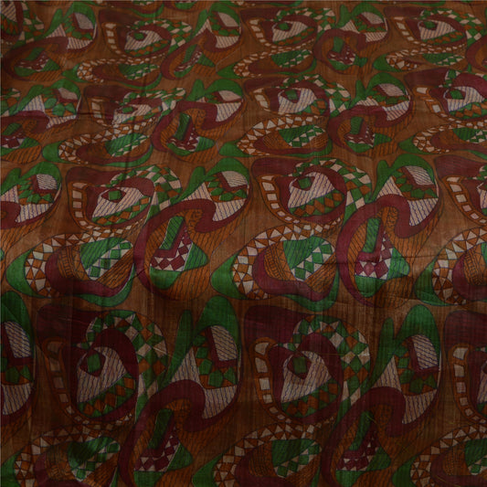 Sanskriti Vintage Sarees Multi Indian Pure Silk Printed Sari 5YD Craft Sustainable Fabric