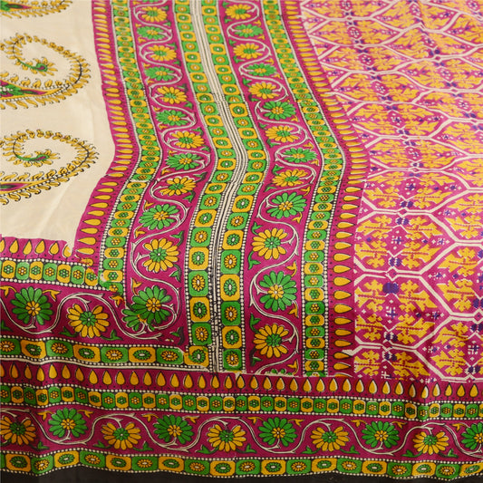 Sanskriti Vintage Sarees From India Multi Pure Silk Printed Sari Craft Sustainable Fabric