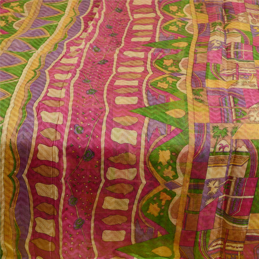 Sanskriti Vintage Sarees Multi Pure Silk Printed Woven Sari Soft Craft Sustainable Fabric