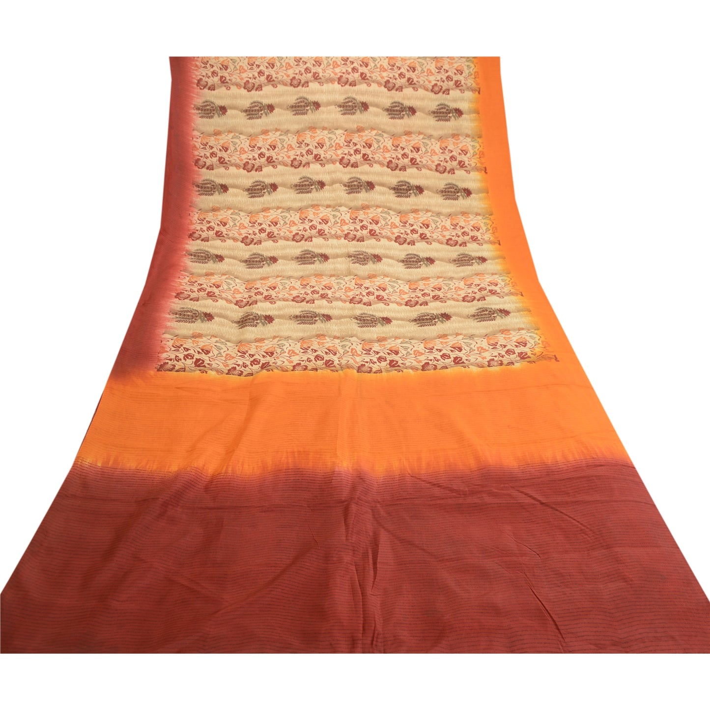 Sanskriti Vintage Sarees Multi 100% Pure Silk Printed Sari 5yd Soft Craft Sustainable Fabric