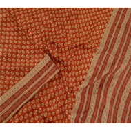 Sanskriti Vintage Sarees Dark Red Pure Silk Printed Sari 5YD Floral Craft Fabric