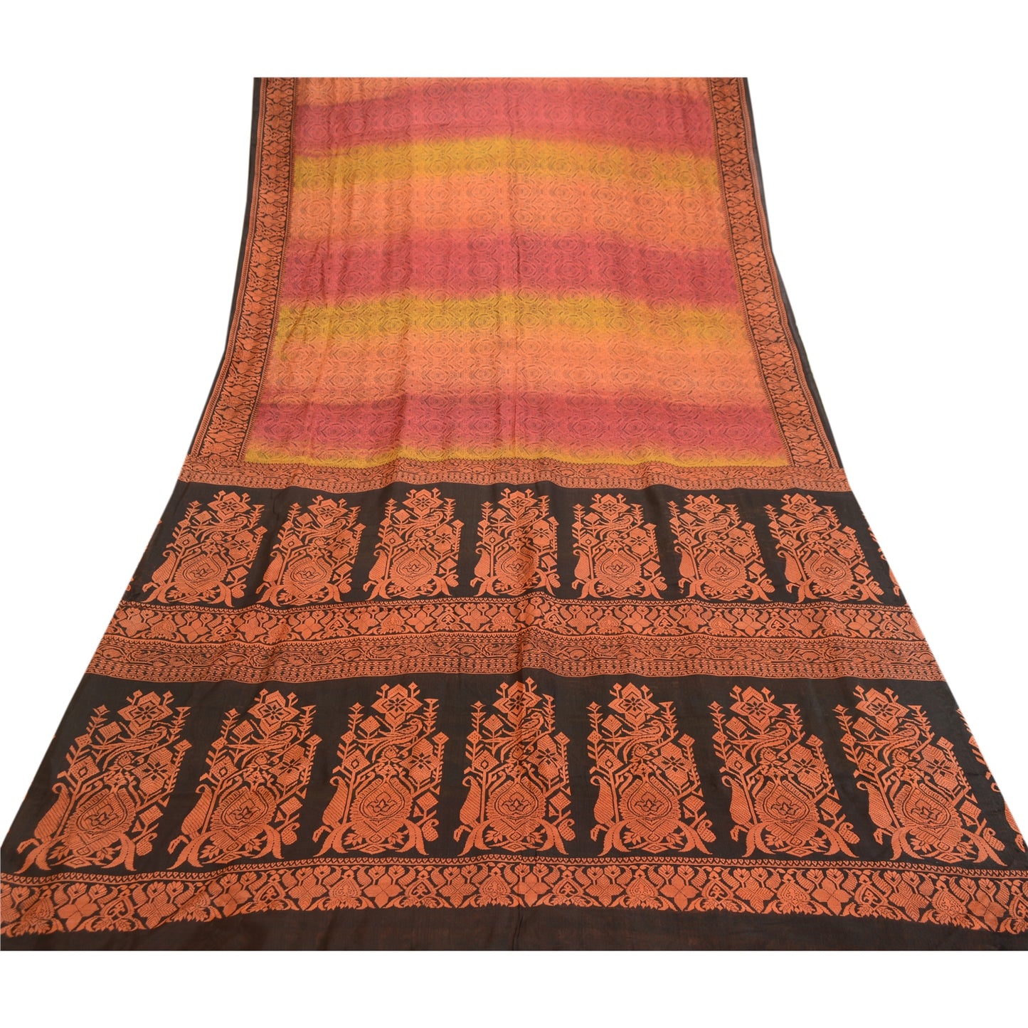 Sanskriti Vintage Sarees Multi Indian 100% Pure Silk Printed Sari Craft Sustainable Fabric