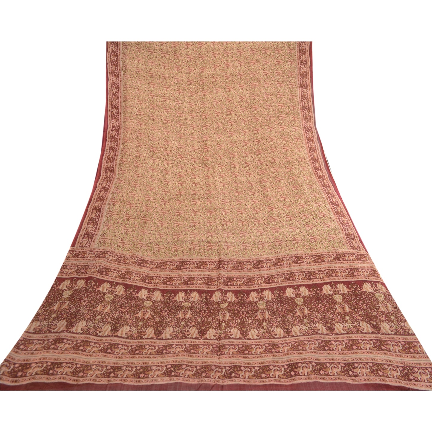 Sanskriti Vintage Sarees Multi Indisk Ren Silke Trykt Sari Blødt Håndværk Bæredygtigt Stoff