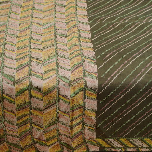 Sanskriti Vintage Sarees Green Indian Pure Silk Printed Sari Soft Craft Sustainable Fabric