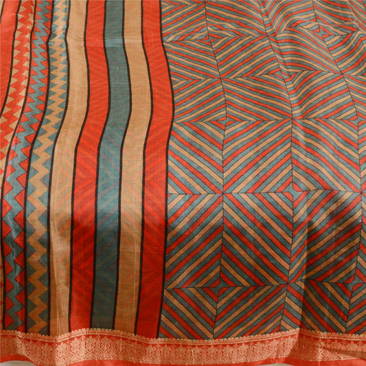 Sanskriti Vintage Sarees Multi 100% Pure Silk Printed Sari Decor Craft Sustainable Fabric