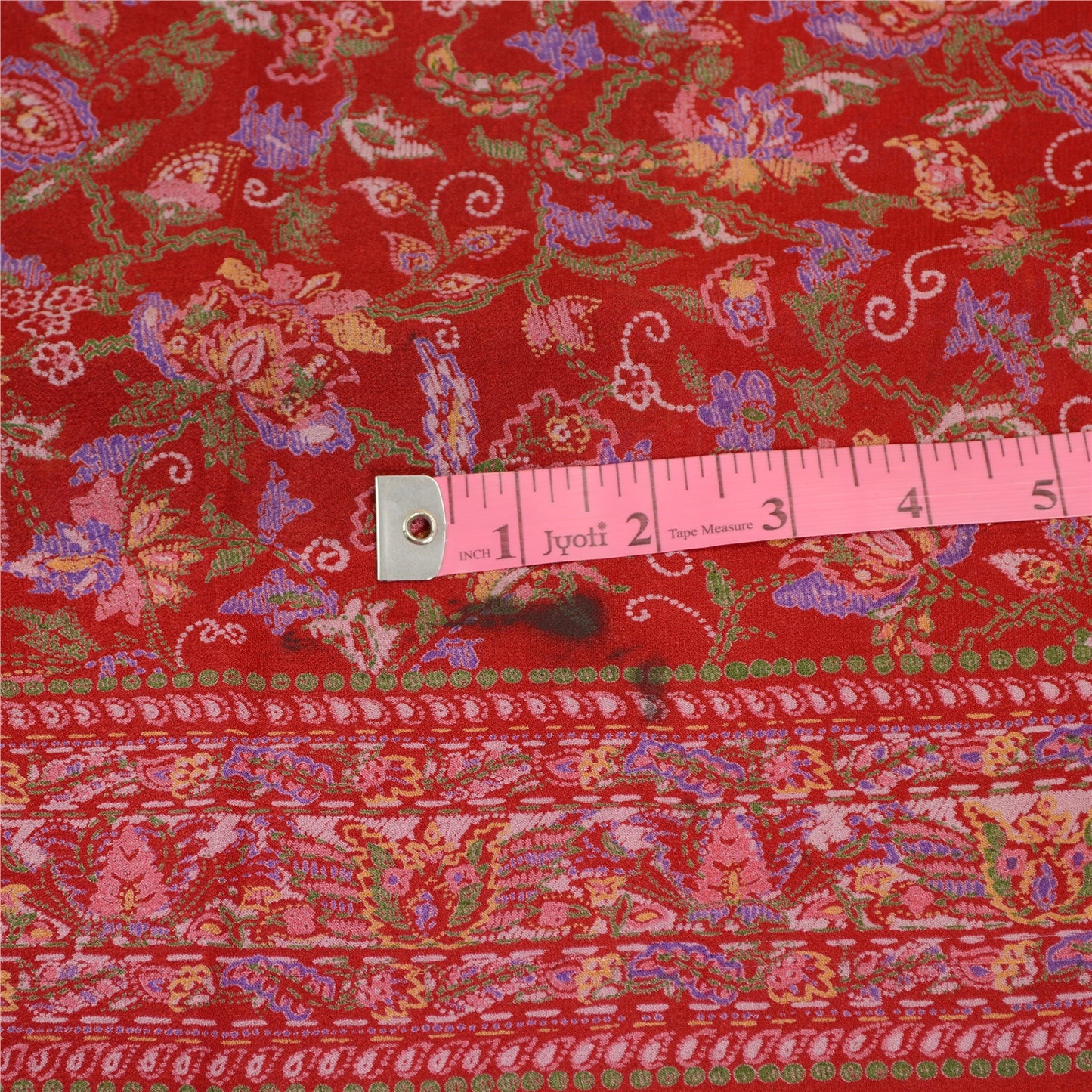 Sanskriti Vintage Sarees Red 100% Pure Silk Printed Sari Floral 5YD Craft Sustainable Fabric