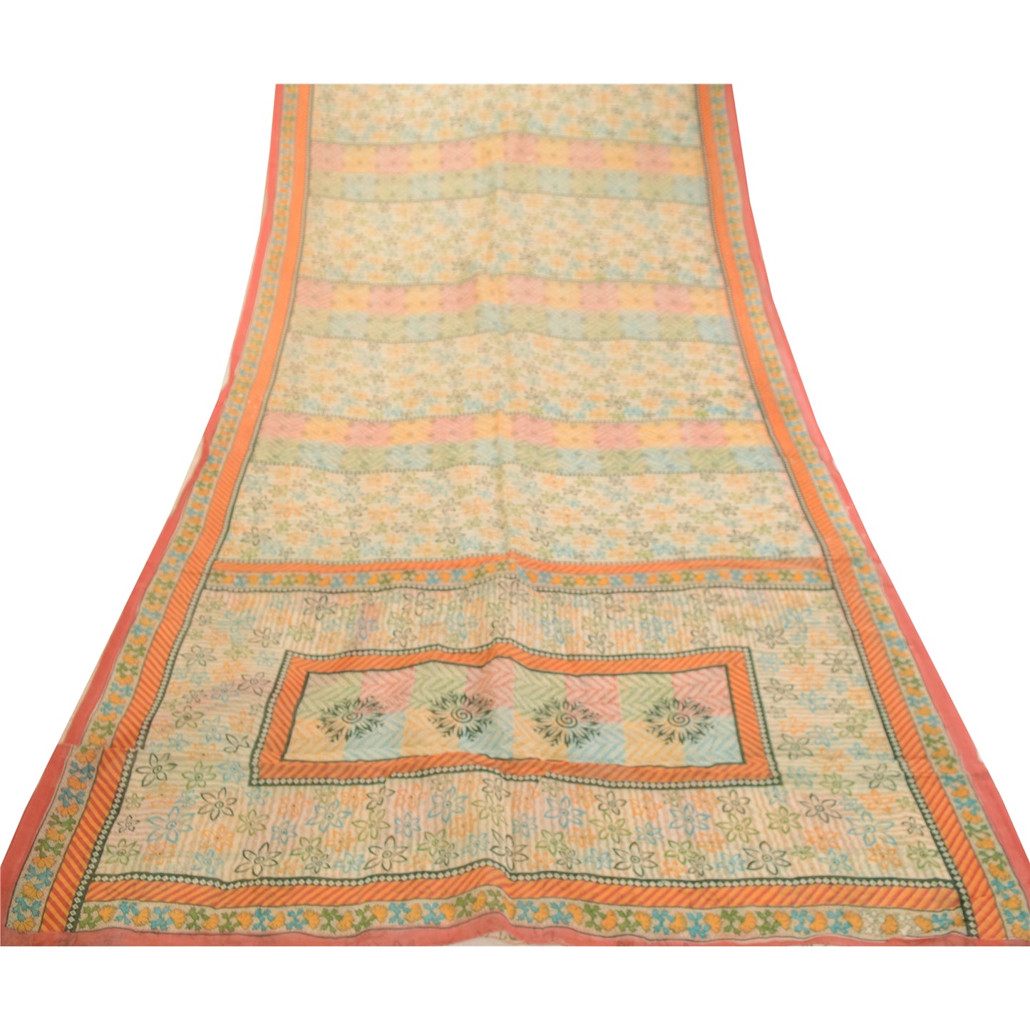 Sanskriti Vintage Sarees From India Multi Pure Silk Printed Sari Craft Sustainable Fabric
