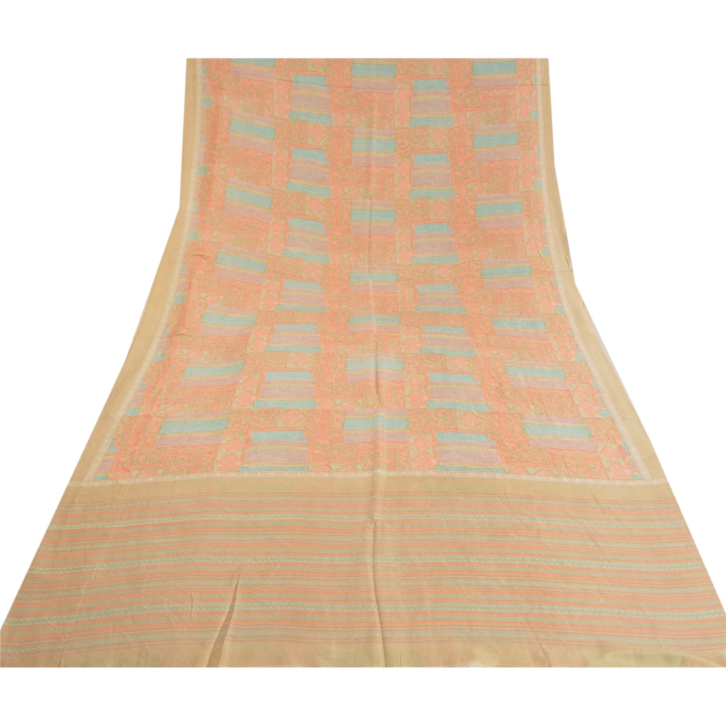 Sanskriti Vintage Sarees Indian Multi Printed Pure Silk Sari Floral Craft Sustainable Fabric