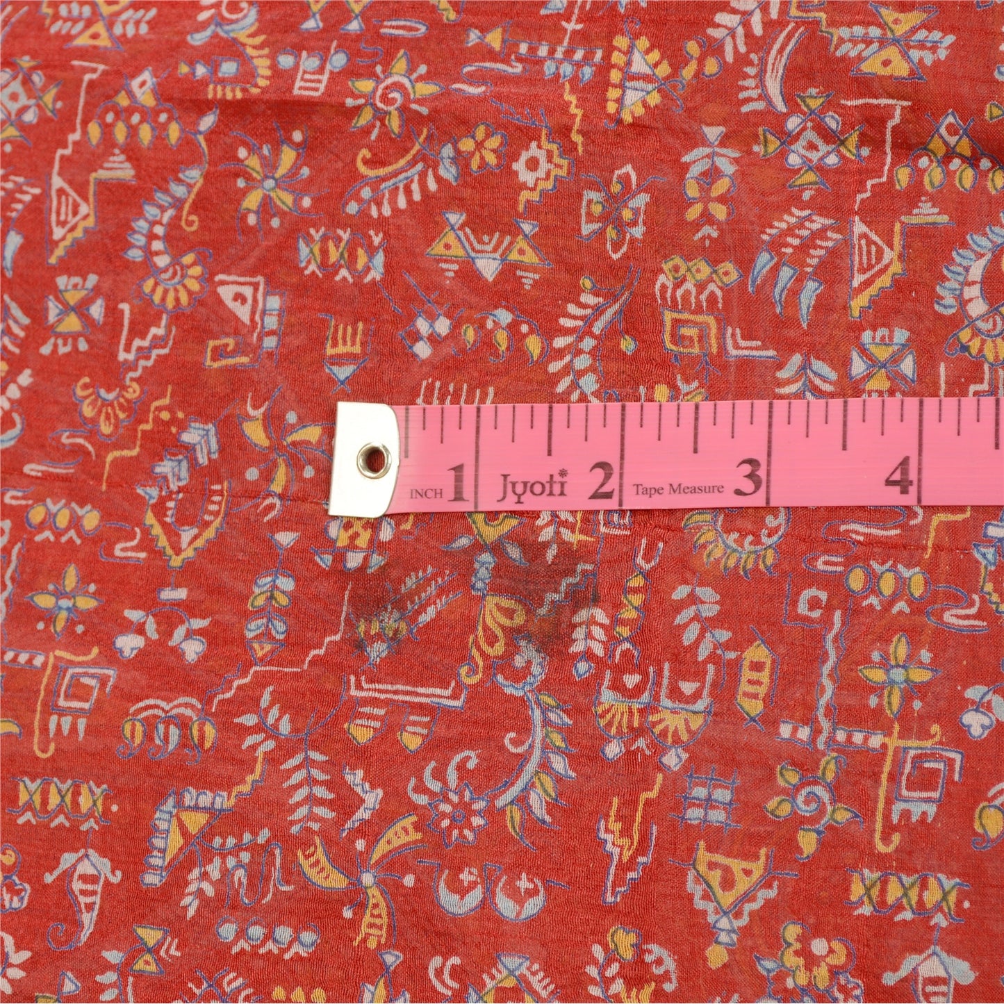 Sanskriti Vintage Sarees Red Indian Pure Silk Printed Sari Floral Craft Sustainable Fabric