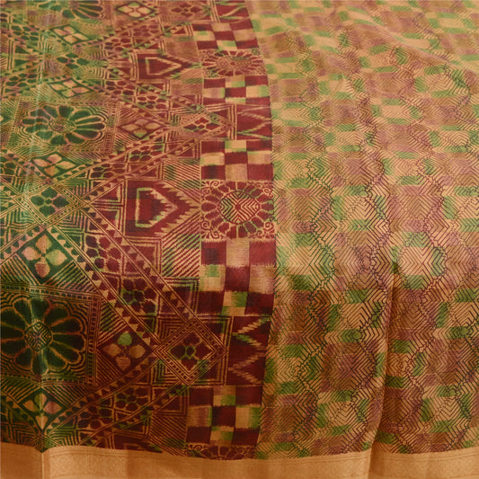 Sanskriti Vintage Sarees Indian Multi 100% Pure Silk Printed Sari Craft Sustainable Fabric