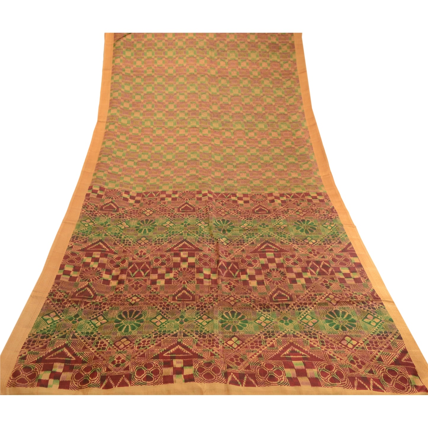 Sanskriti Vintage Sarees Indian Multi 100% Pure Silk Printed Sari Craft Sustainable Fabric