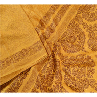 Sanskriti Vintage Sarees Mustard Yellow Pure Silk Printed Sari Soft Craft Fabric
