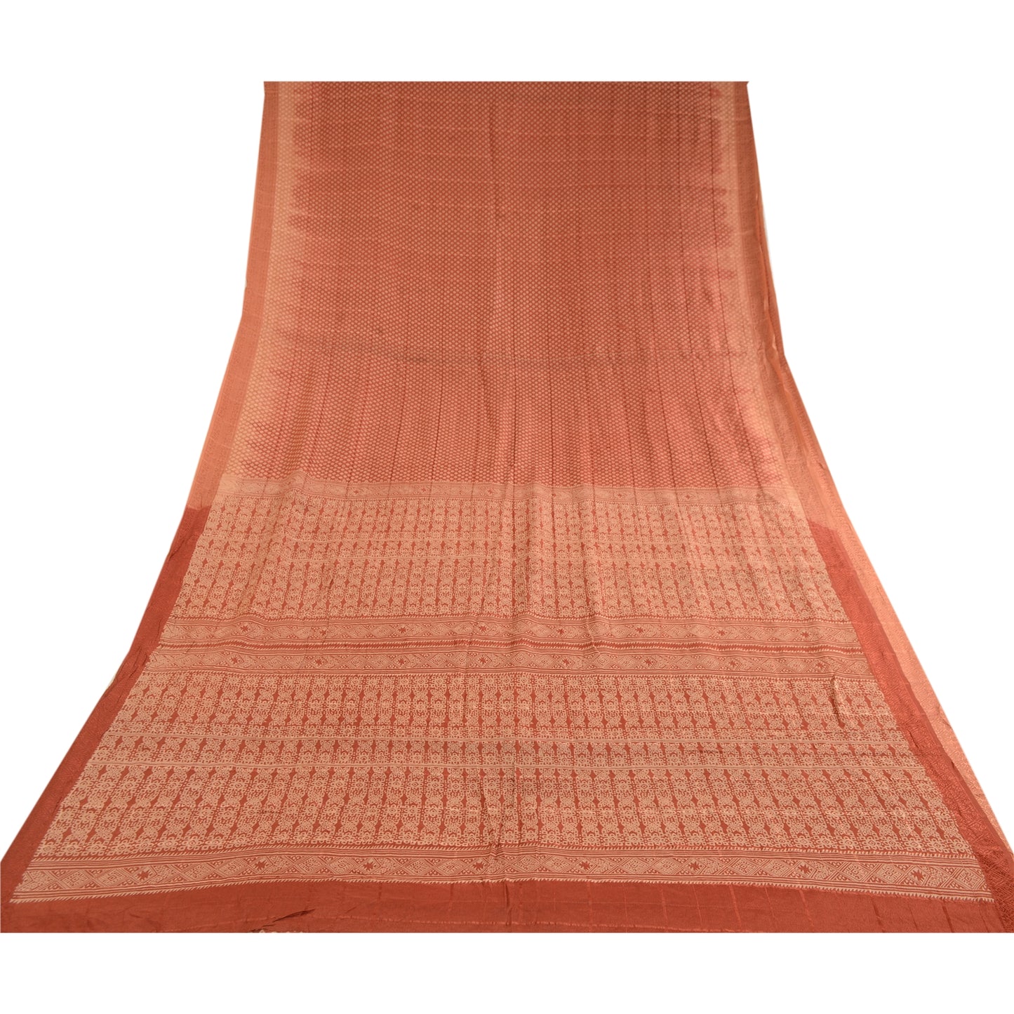 Sanskriti Vintage Sarees From India Dark Red Printed Pure Silk Sari Craft Sustainable Fabric