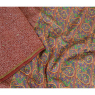Sanskriti Vintage Sarees Indian Red Pure Silk Printed Woven Sari Craft Fabric