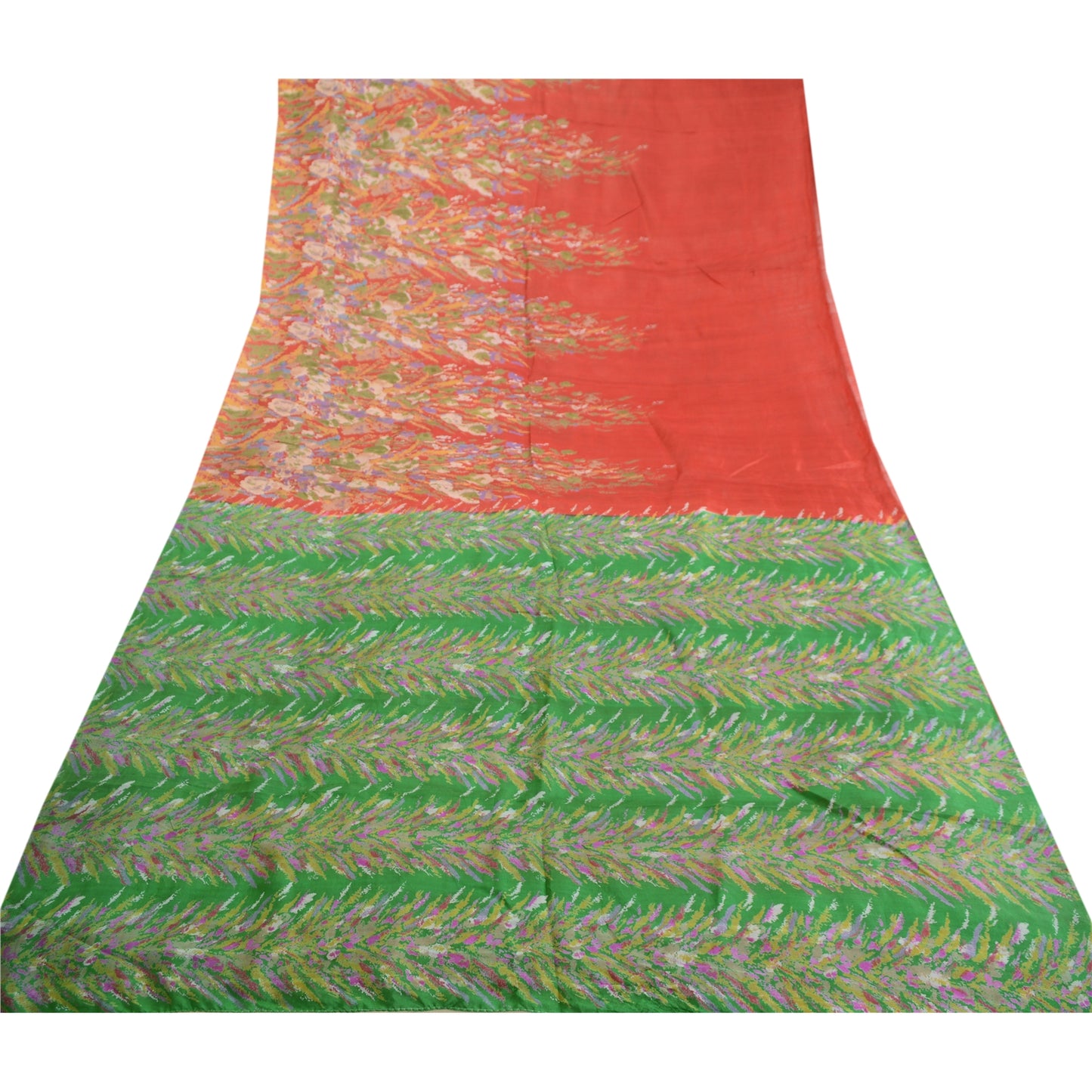 Sanskriti Vintage Sarees Red Quilting Felting Craft Sustainable Fabric Pure Silk Print Sari