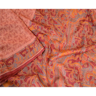Sanskriti Vintage Sarees Pink 100% Pure Silk Printed Sari Craft 5 Yard Fabric