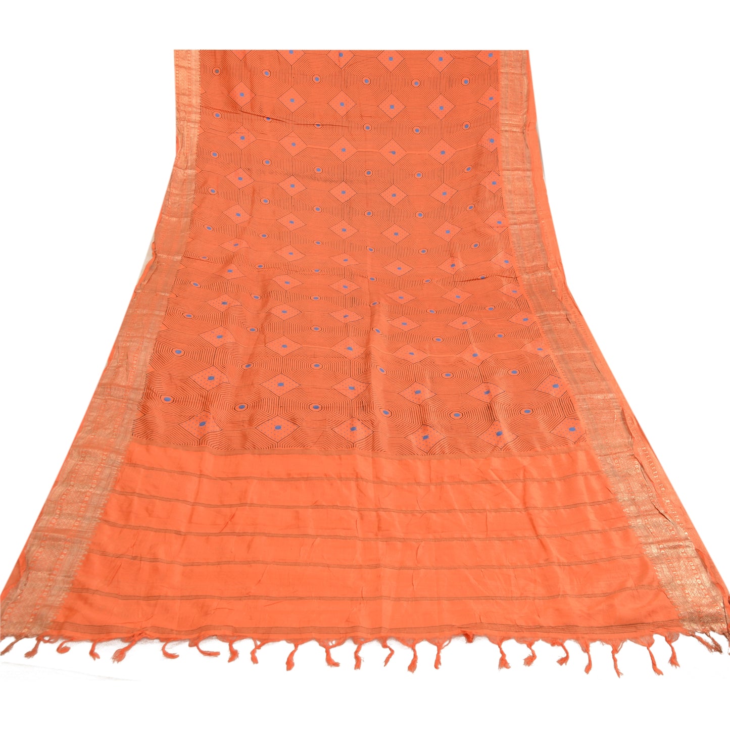 Sanskriti Vintage Sarees Quilting Felting Craft Sustainable Fabric Pure Silk Printed Sari