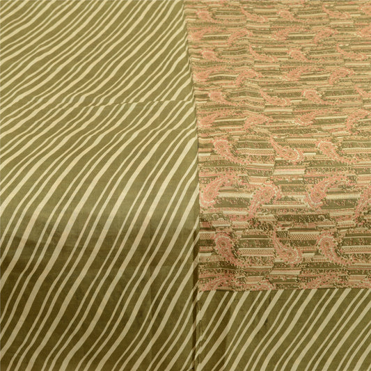 Sanskriti Vintage Sarees From Indian Green Pure Silk Printed Sari Craft Sustainable Fabric